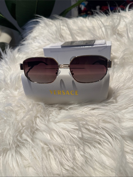 Versace Gold-Tone Sunglasses with Gradient Purple Lenses